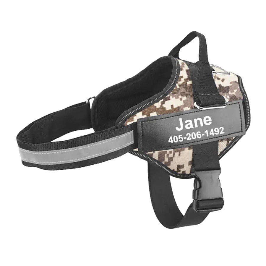 Personalized Reflective Dog Harness - No Pull Adjustable Pet Vest for Small to Large Dogs