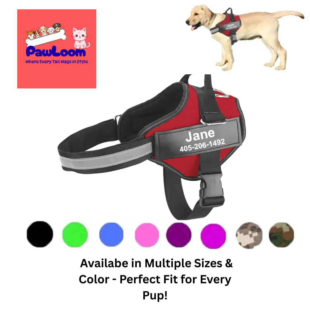 Personalized Reflective Dog Harness - No Pull Adjustable Pet Vest for Small to Large Dogs