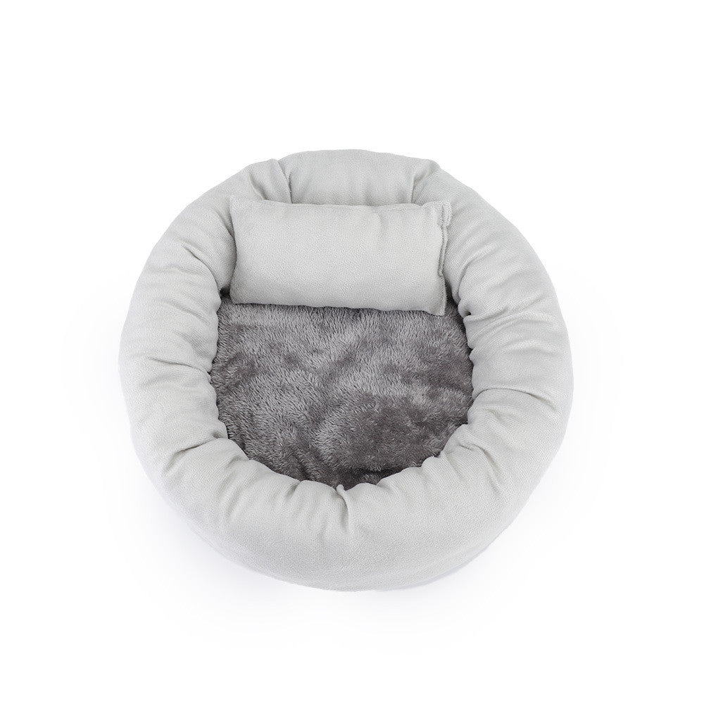 Luxury Round Pet Bed – Ultra Soft Egg Tart Nest for Cats & Small Dogs (Winter Cozy)